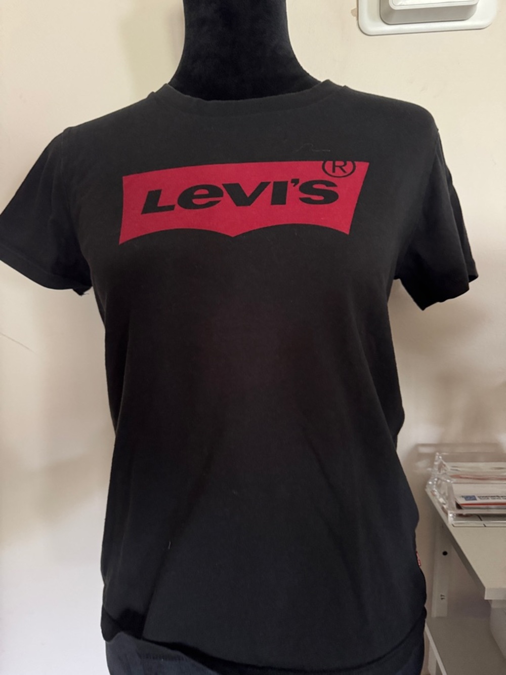 Levi's Black Tee with Red Logo - Men's Short Sleeve Shirt